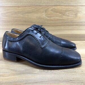 Calzoleria Harris Oxford Mens 10.5 Black Leather Square Toe Dress Formal Wedding